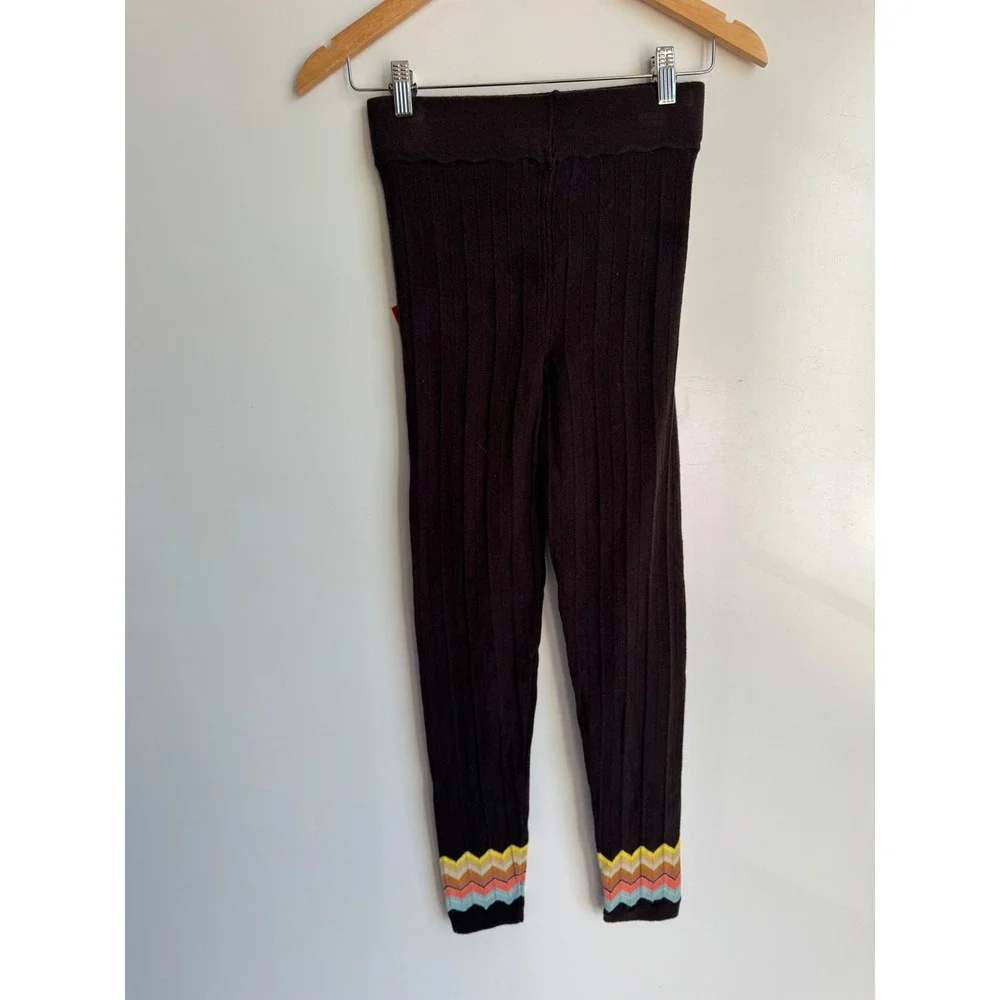 Missoni for Target 20th Anniversary Brown Ribbed Zigzag Knit Leggings XL NWT